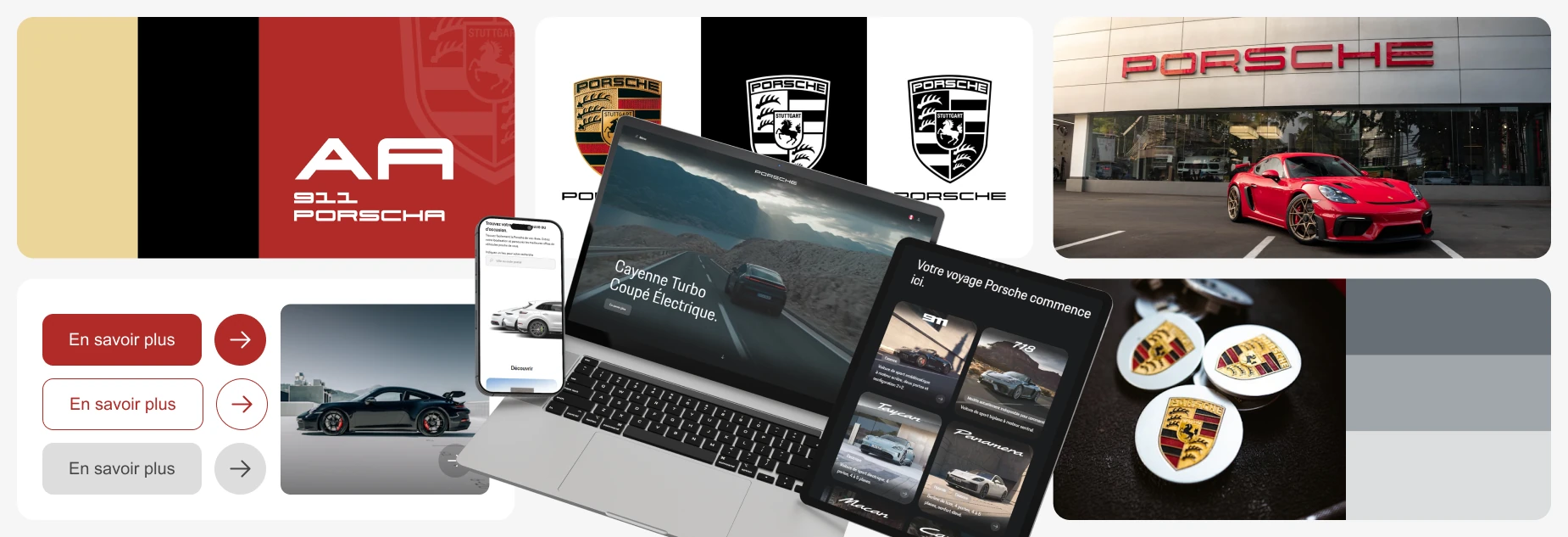 Identité visuelle Porsche déclinée sur plusieurs supports