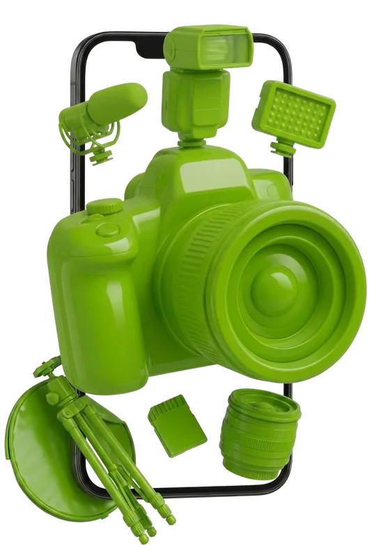 Illustration 3D d’un appareil photo professionnel